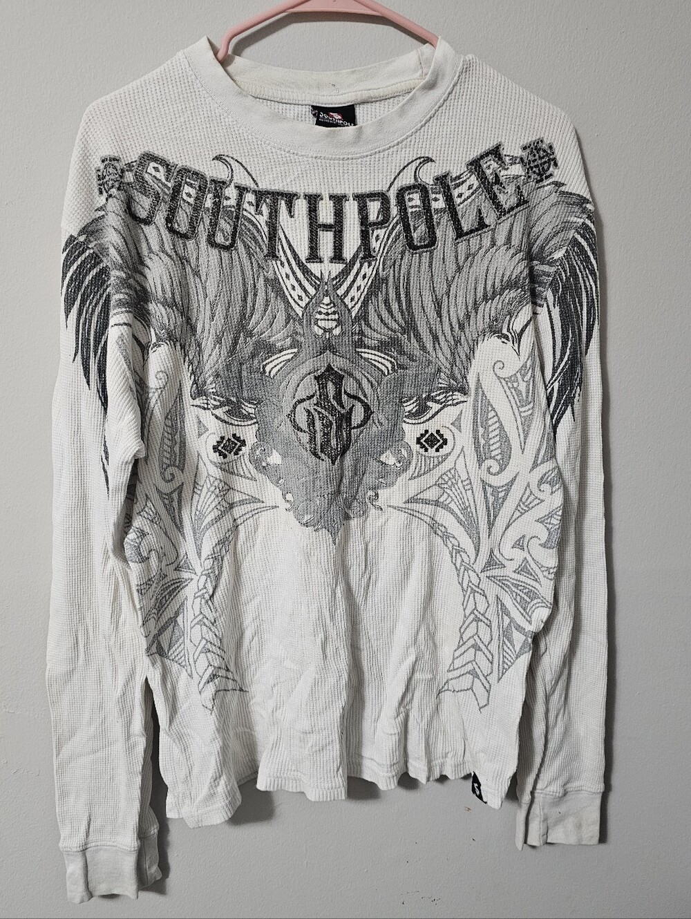 Vintage Southpole Y2K Graphic Thermal Waffle Knit Long-sleeve Large